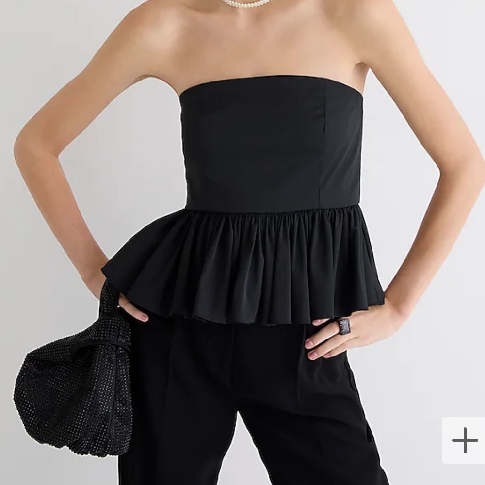 Jcrew strapless taffeta peplum tube top
